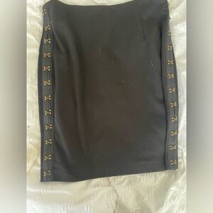 Calvin Klein Black Pencil Skirt with Gold Details
